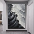ブラック ホワイト ビーチ ウェーブ サンド 01 壁装飾